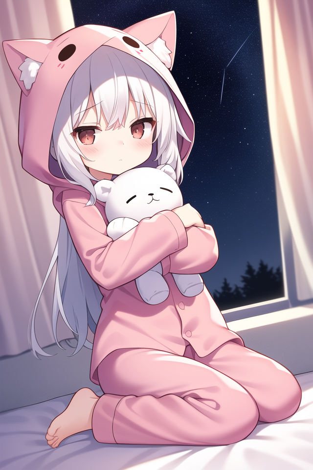07278-2643616813-Loli, solo focus, full body, sitting, dynamic angle, white hair, flat chest, frilled, 3yo, brown hair, long hair, night, starry.png